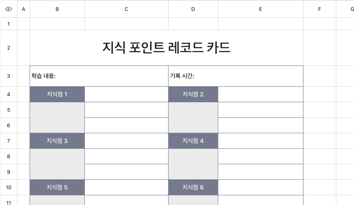 지식 포인트 레코드 카드